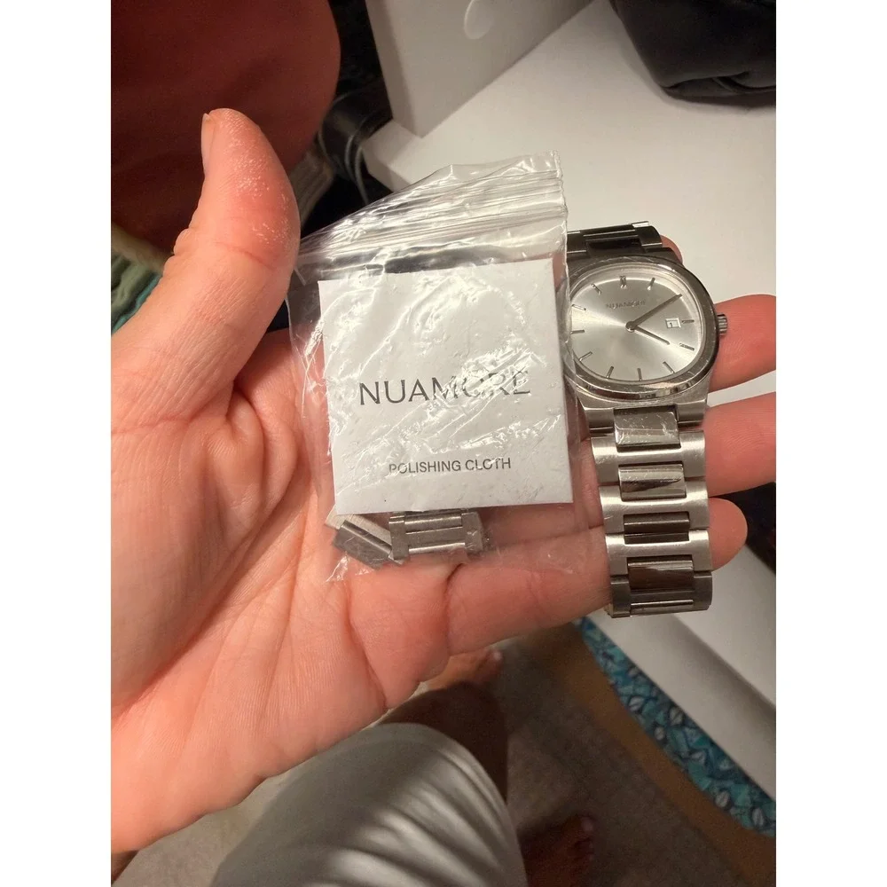 Nuamore Oceana NUA2503 Stainless Steel Watch Silver Sunray Dial Date 5ATM
